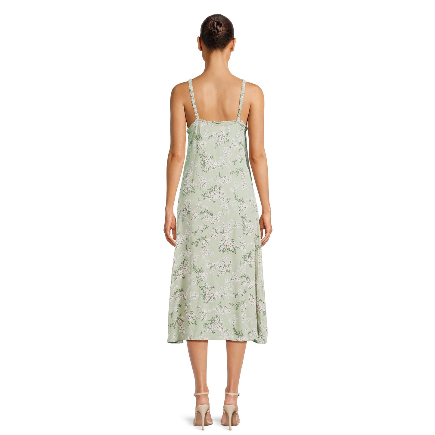 Derek Heart Womens Juniors Midi Ruffle Strap and Flare Dress