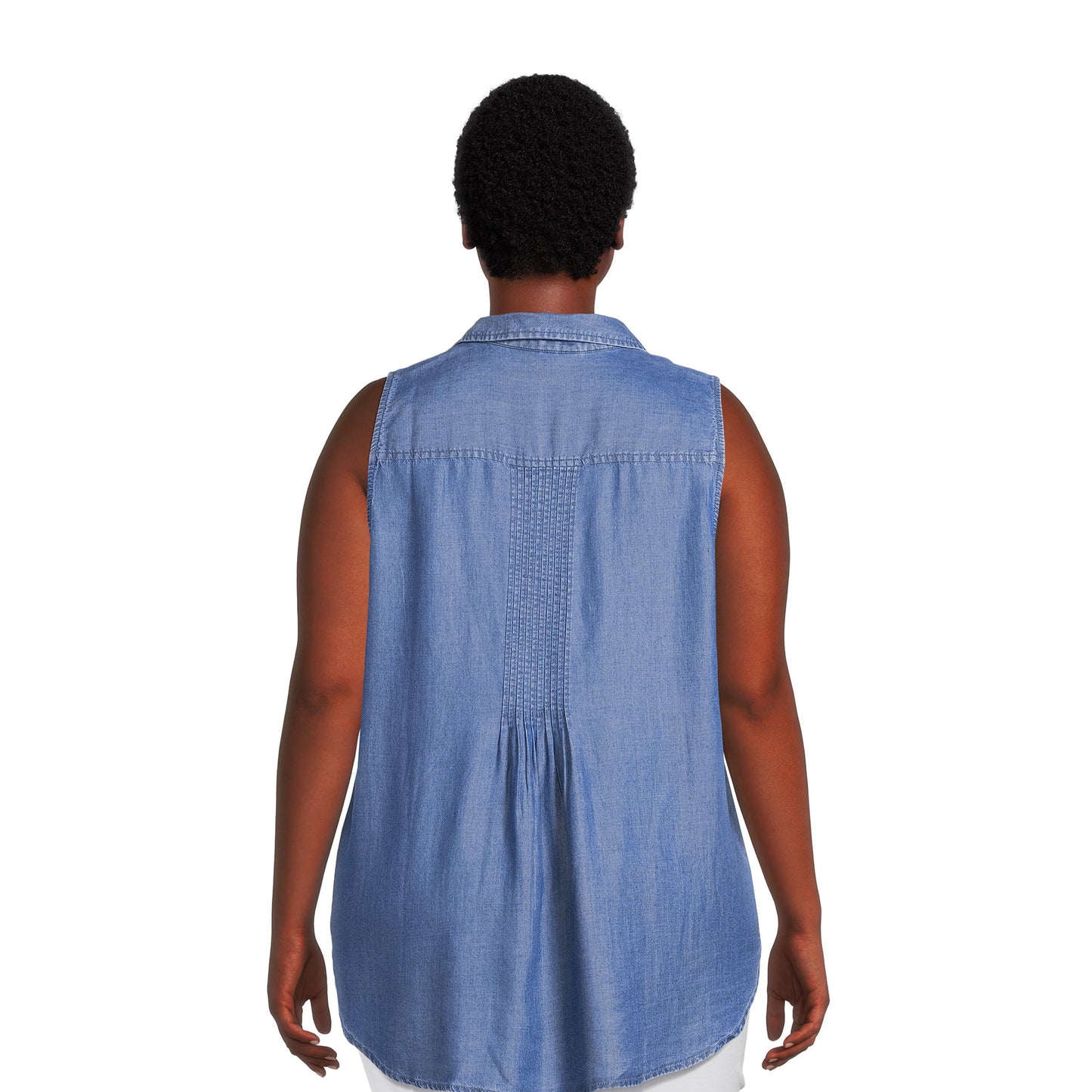 Terra & Sky Women's Plus Size Pintuck Camp Shirt