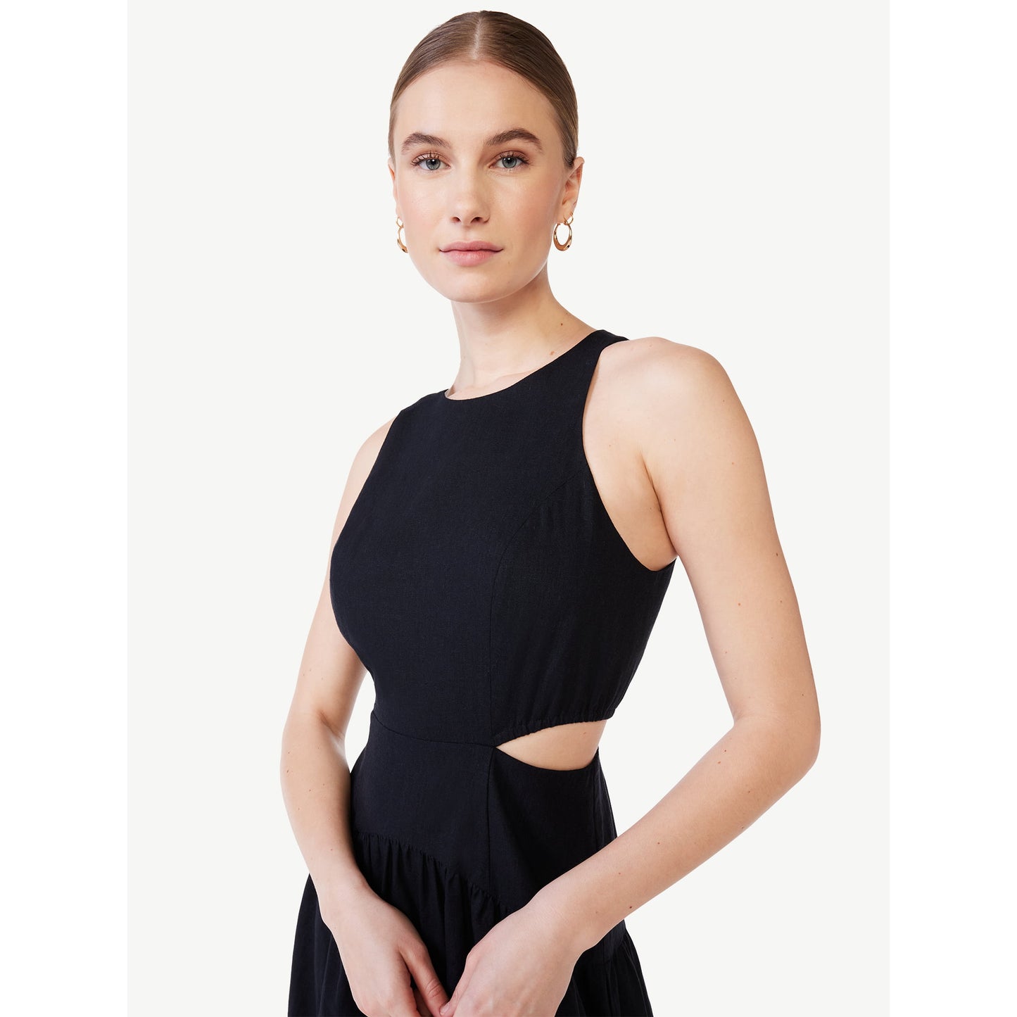 Scoop Women's Linen Cutout Midi Dress