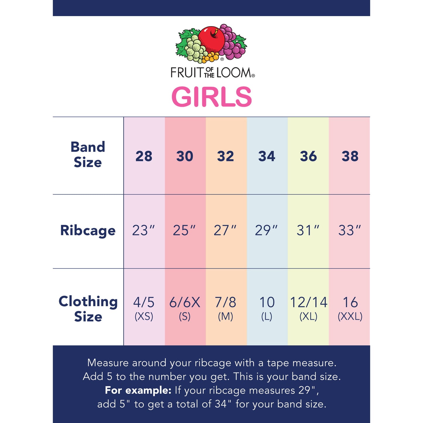 Fruit of the Loom Girls Pull Over Cotton Racerback Sports Bra 3-Pack