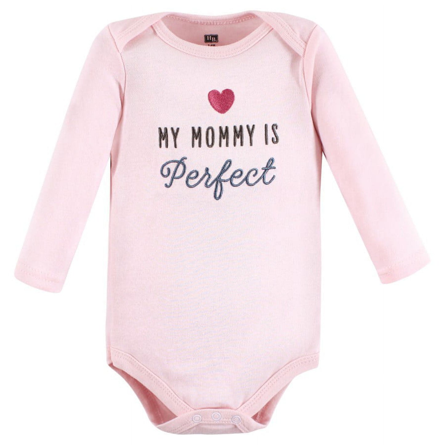 Hudson Baby Infant Girl Cotton Long-Sleeve Bodysuits, Perfect Mommy 3-Pack,