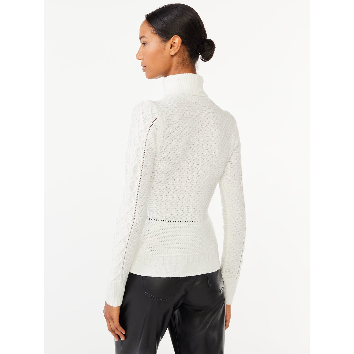 Scoop Womens Cable Knit Turtleneck Sweater