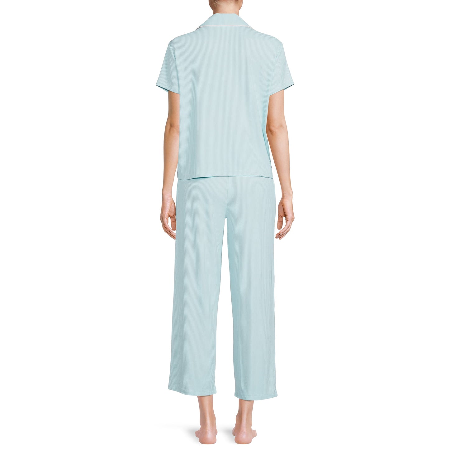 Be Yourself Women's and Women's Plus Notch Collar Top and Capri Sleep Pants, 2-Piece Set