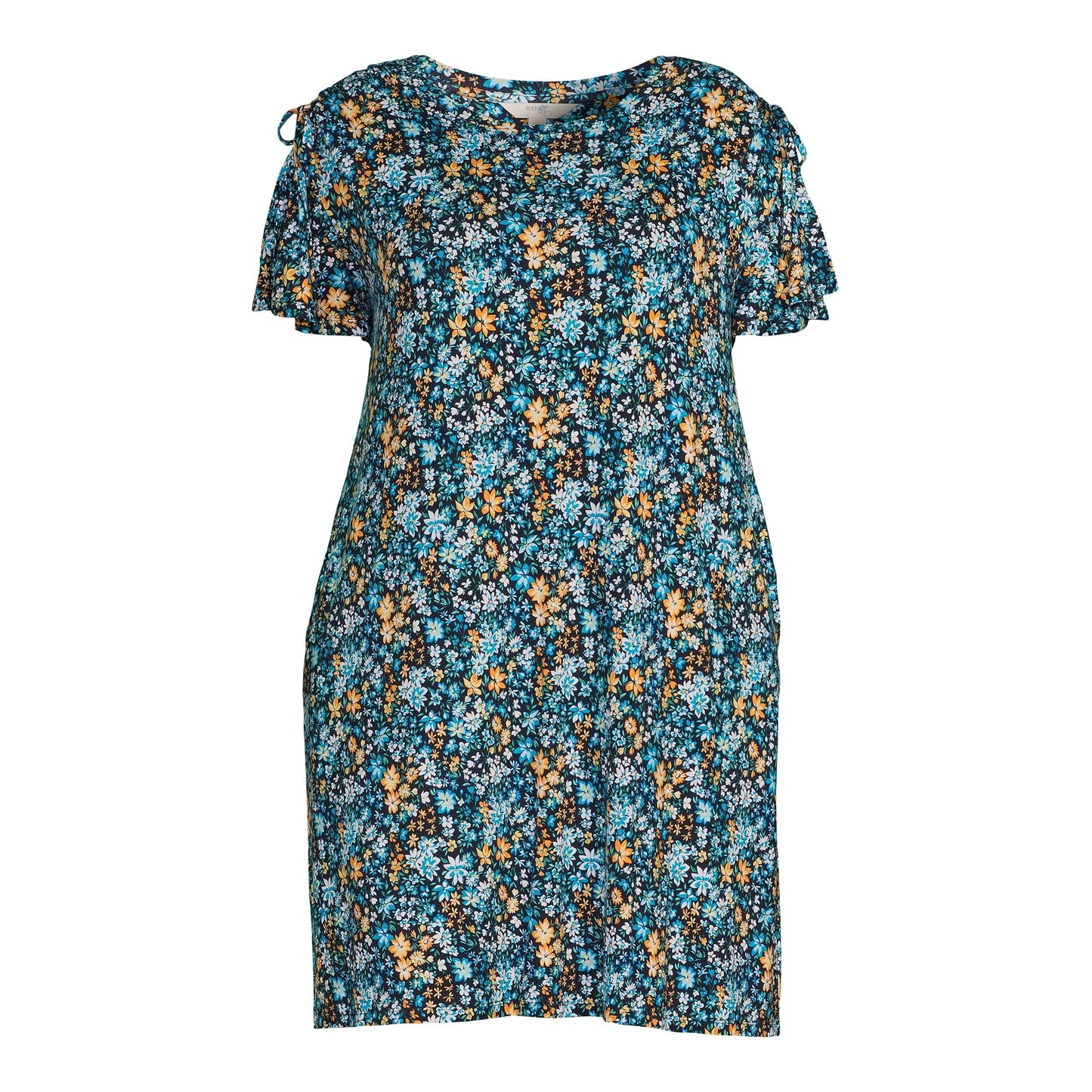 Terra & Sky Women's Plus Size Ruched Shoulder Knit Dress