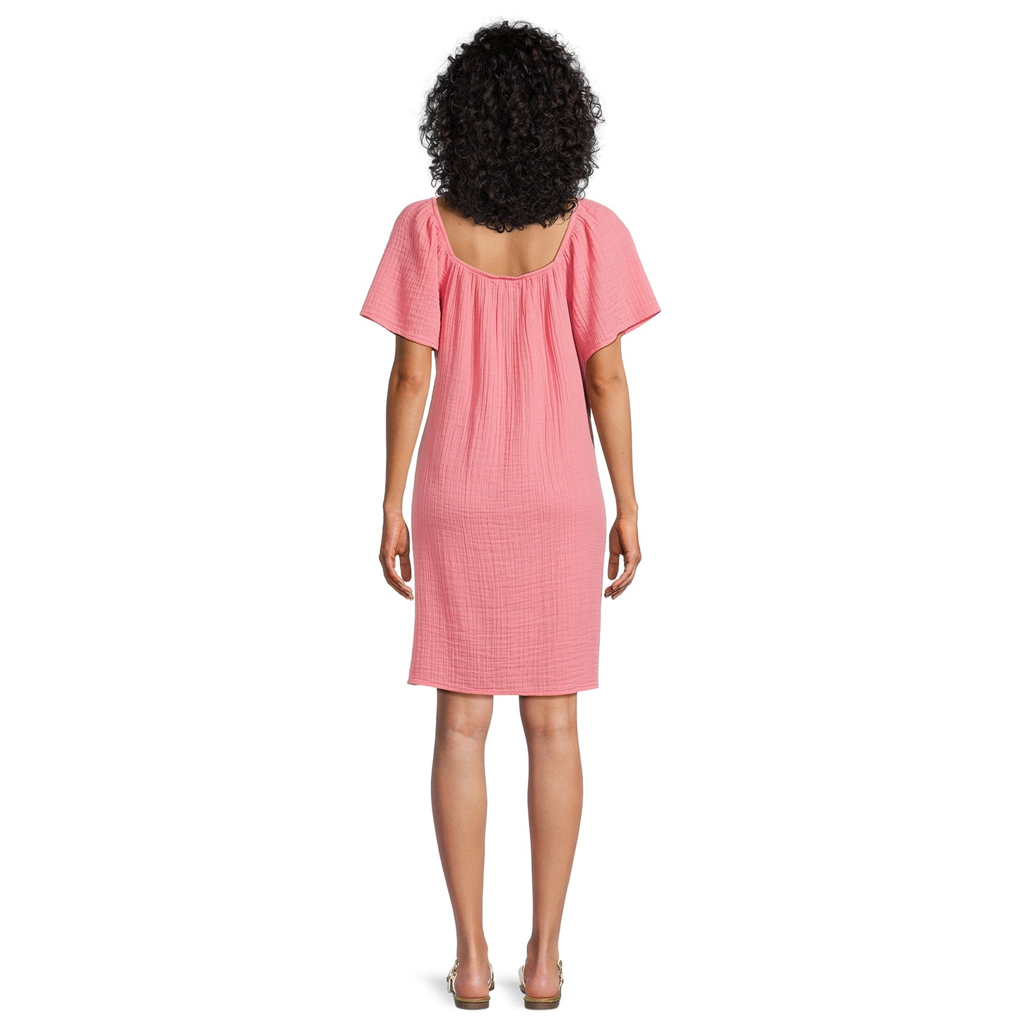 Time and Tru Women's Textured Mini Dress with Short Sleeves