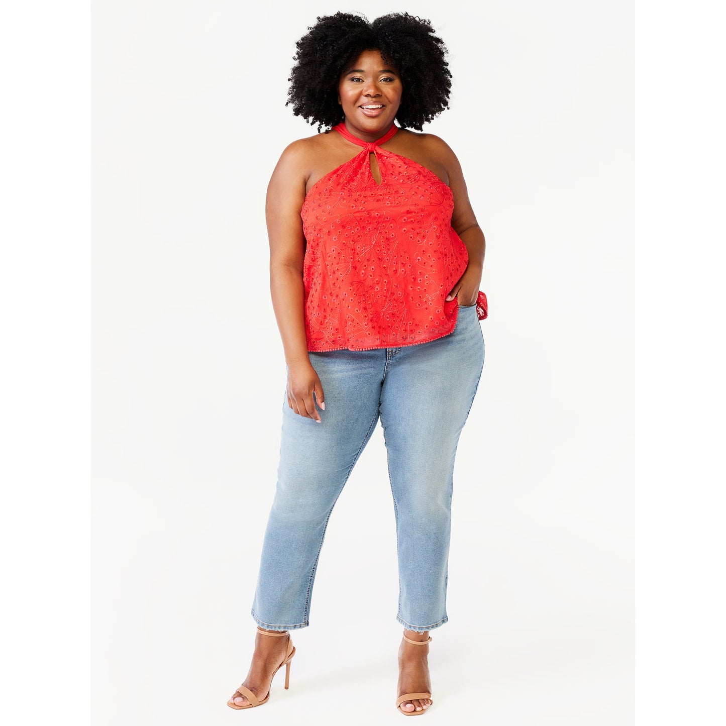 Sofia Jeans by Sofia Vergara Womens Eyelet Halter Top