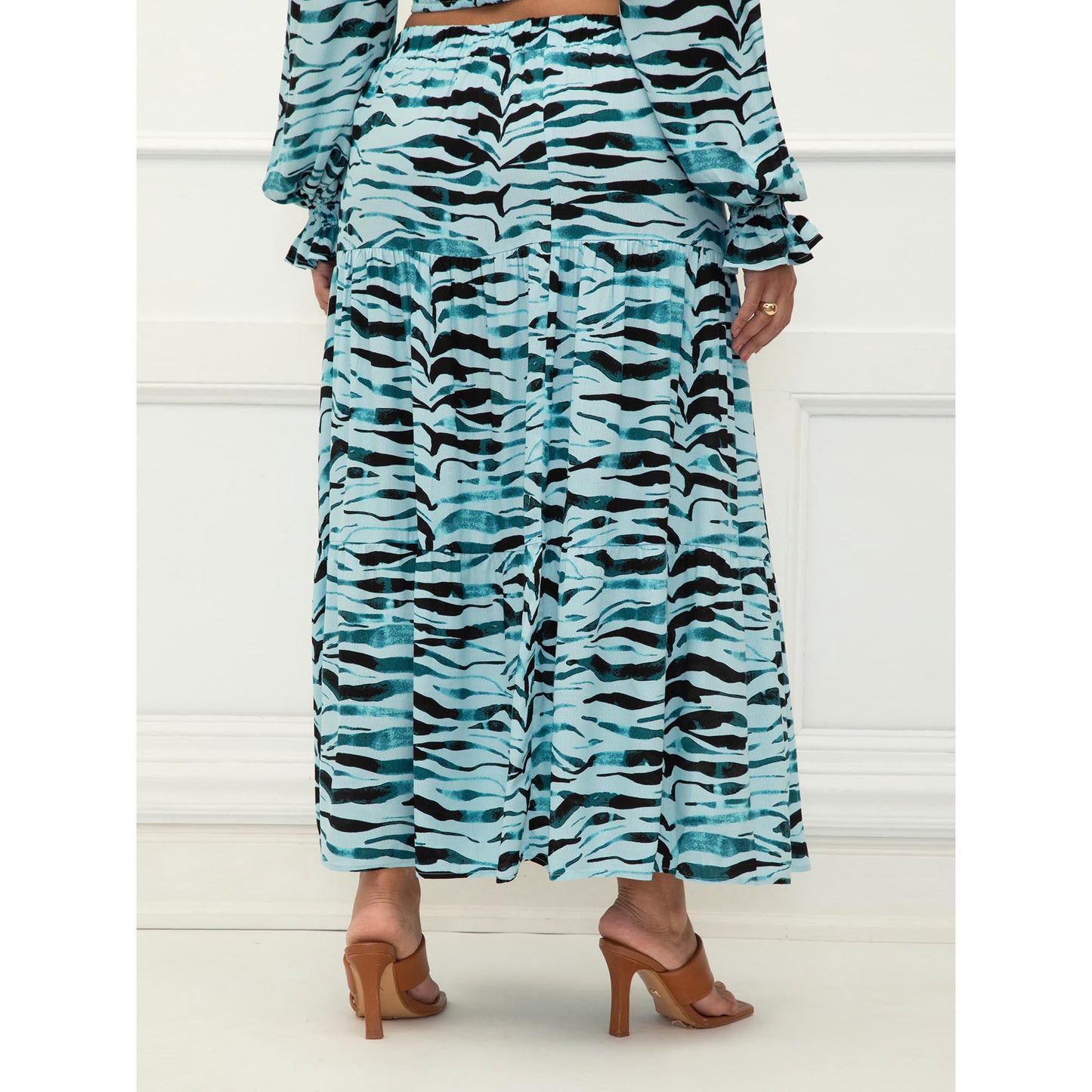 Eloquii Elements Womens Tiered Maxi Skirt