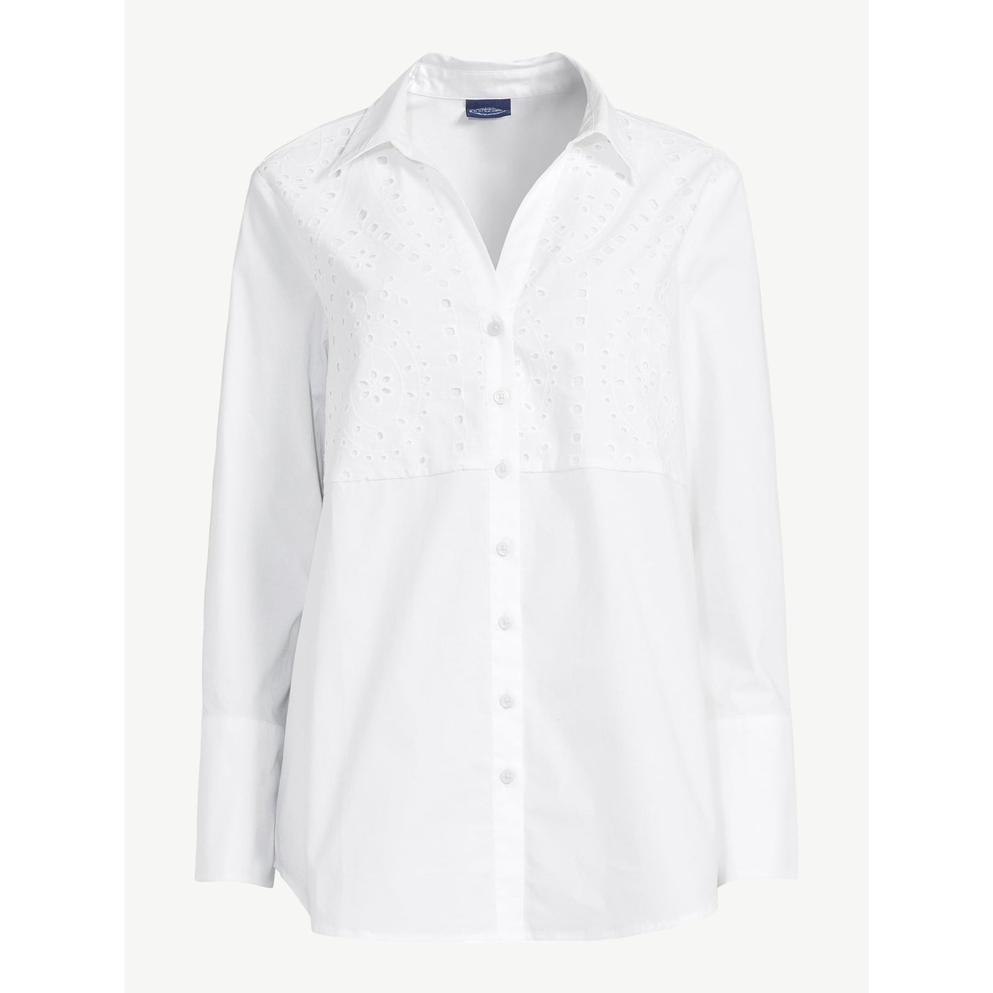 Scoop Women's long sleeve Eyelet tunic shirt
