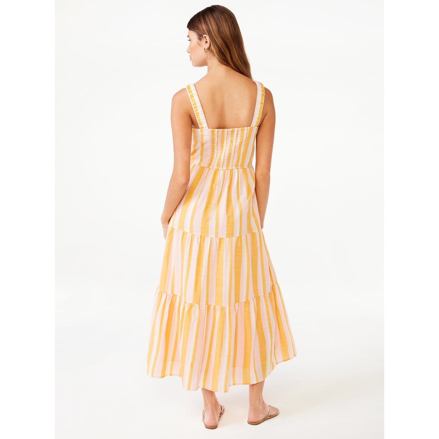 Free Assembly Women's Sleeveless Square Neck Maxi Dress with Elastic Straps