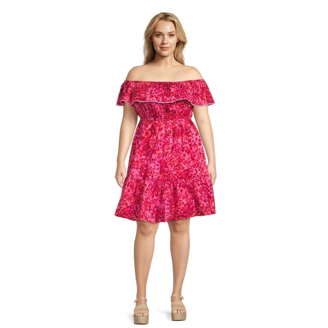 Terra & Sky Womens Plus Size Off The Shoulder Dress