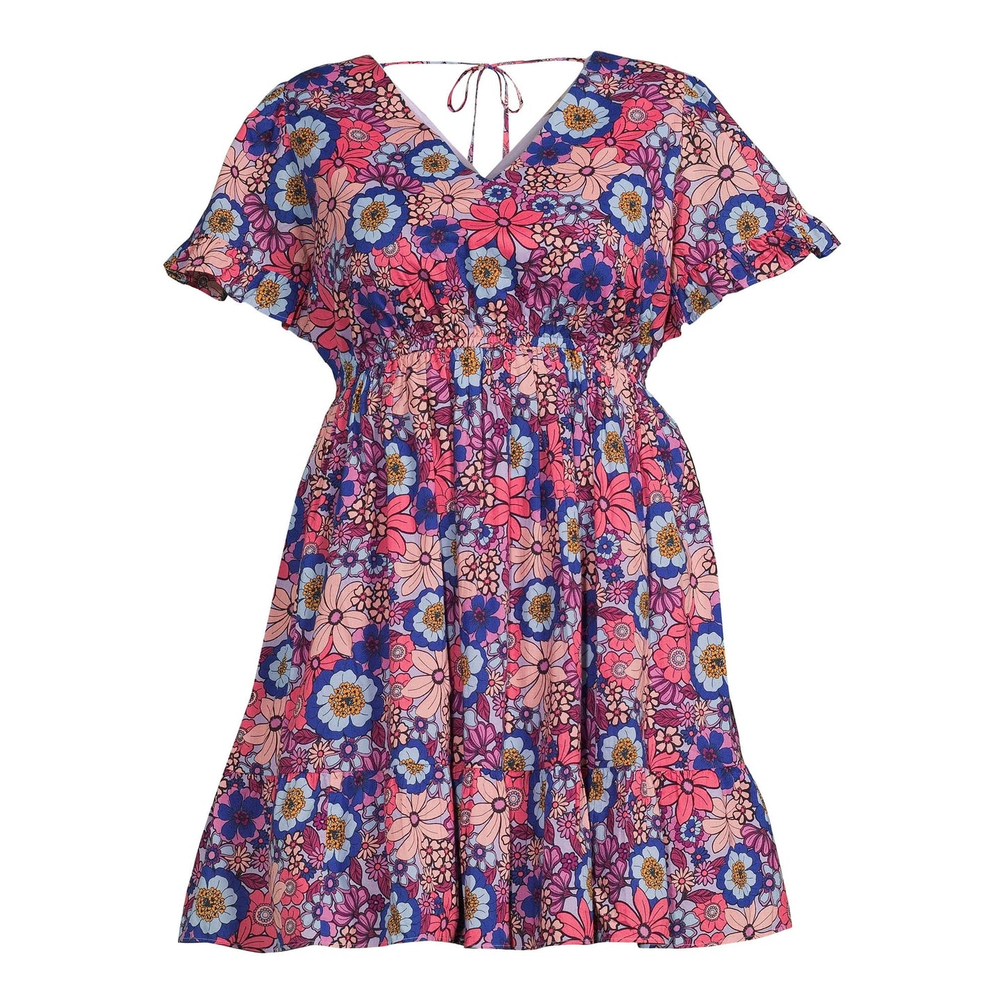 Terra & Sky Womens Ruffled Print Dress