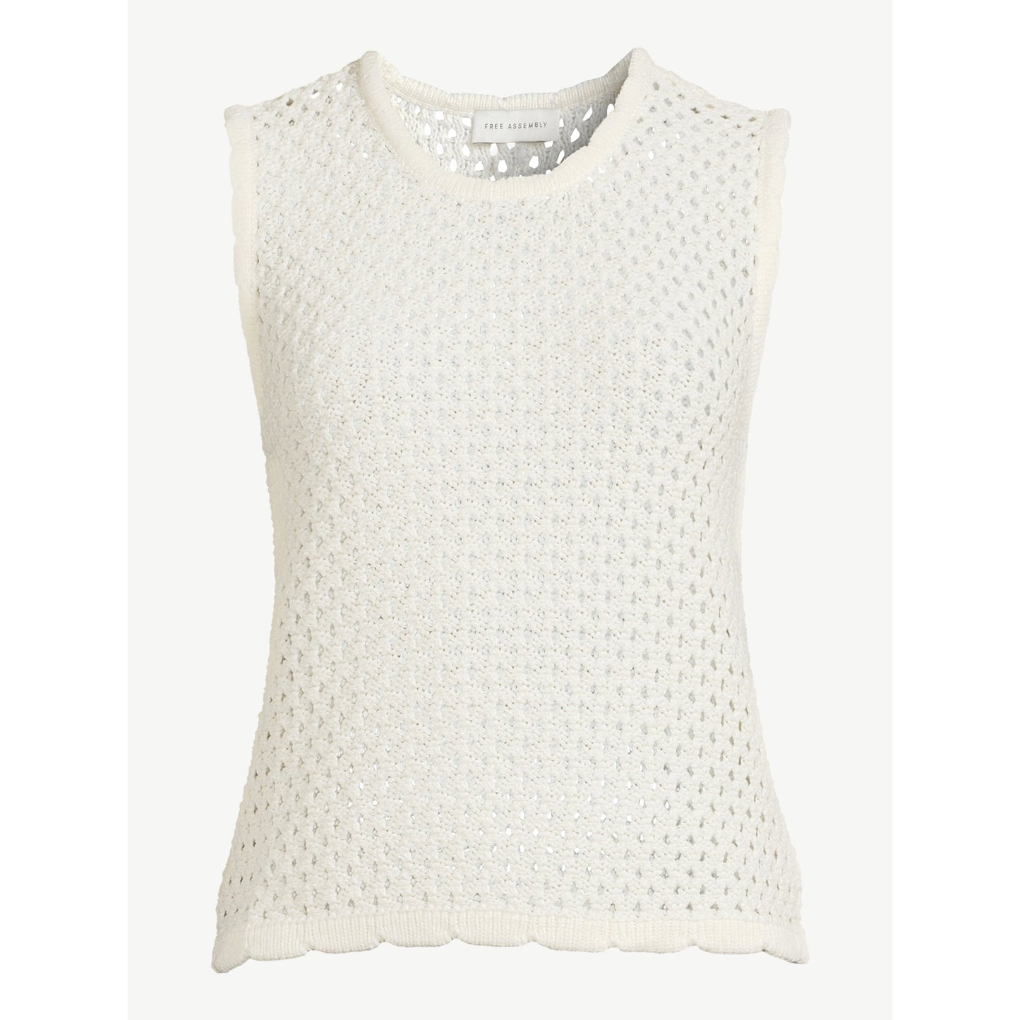 Free Assembly Womens Sleeveless Crochet Sweater Top,