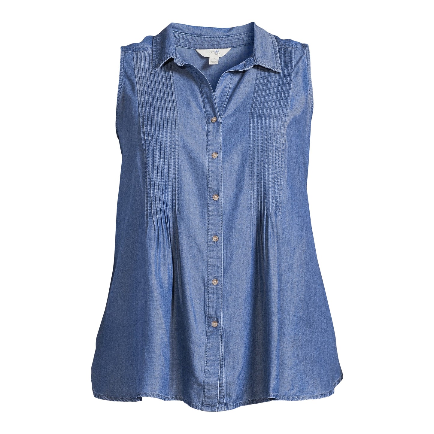 Terra & Sky Women's Plus Size Pintuck Camp Shirt