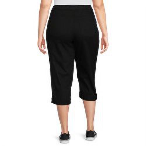 Just My Size Womens Plus Size 4 Pocket Pull on Rolled Cuff Denim Capris
