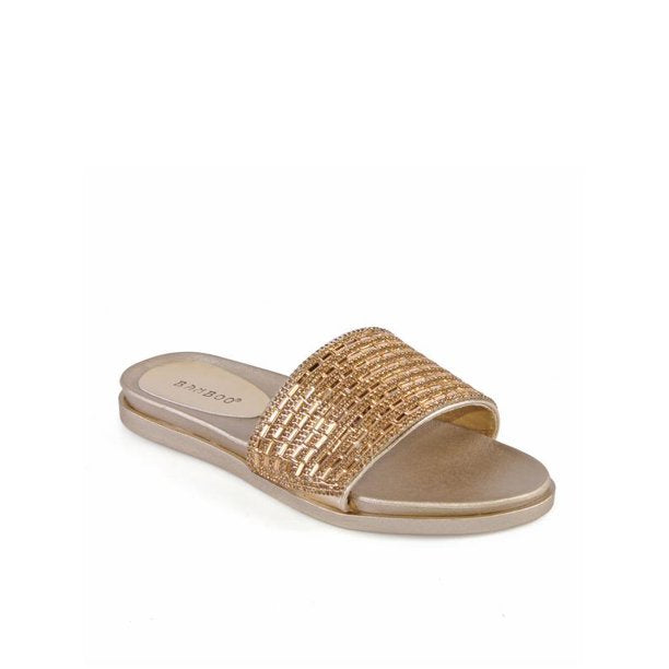 Bamboo Mission63 Embellished Womens Slide Sandals in Gold