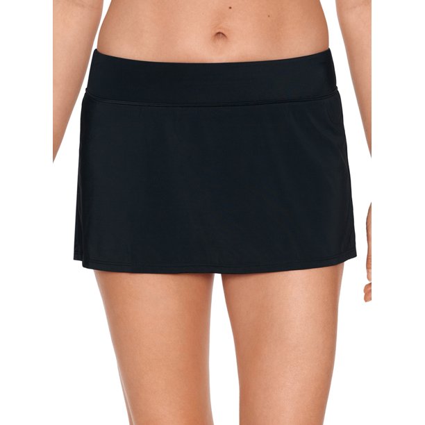 Avia Womens Rich Black Mid Rise Skirt Swimsuit