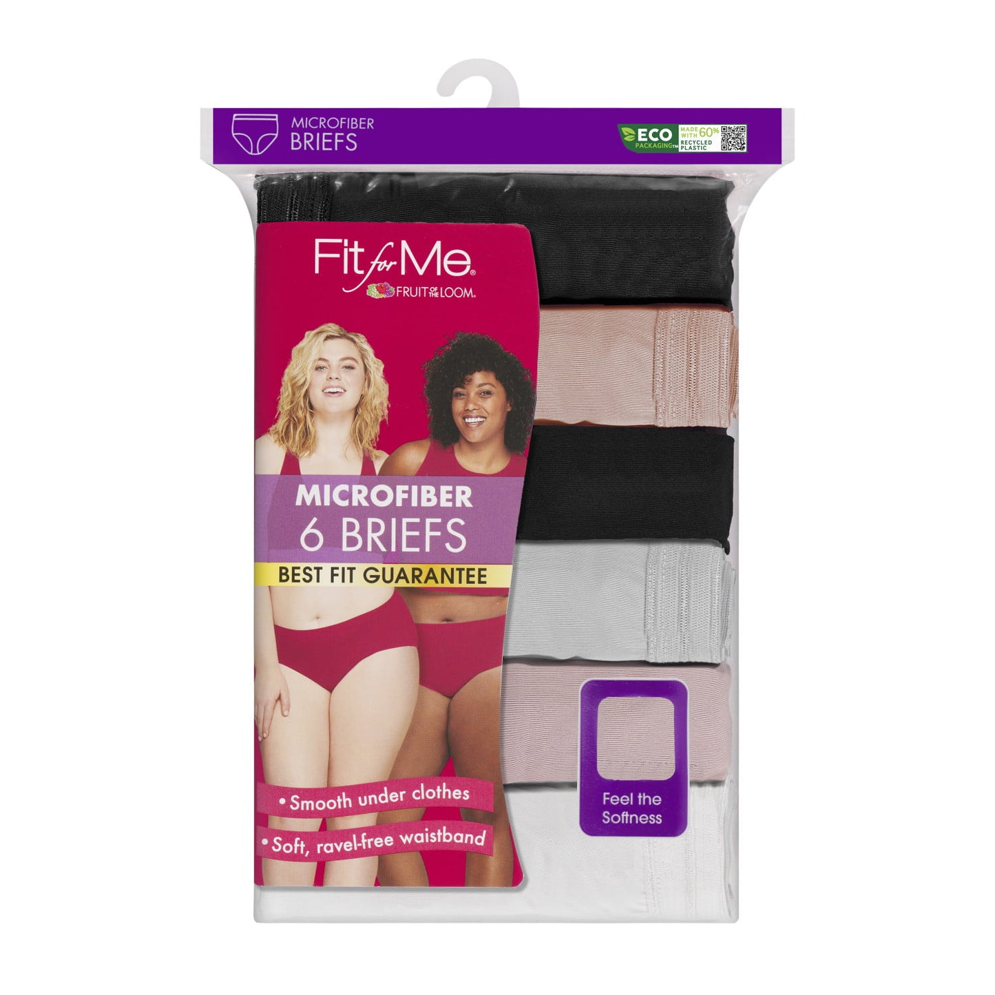 Fit for Me Womens Plus Size Microfiber Assorted Brief Underwear, 6-Pack