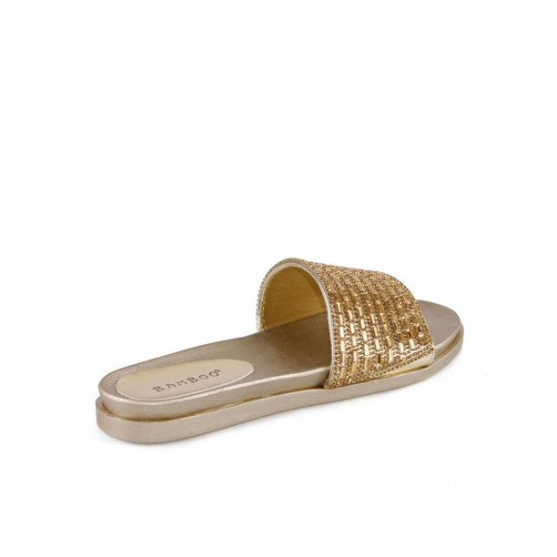 Bamboo Mission63 Embellished Womens Slide Sandals in Gold