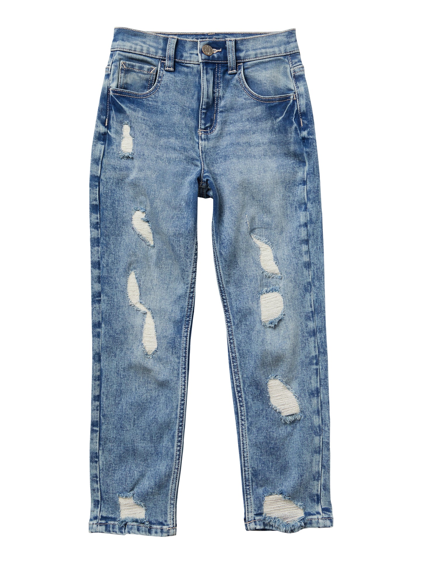 Justice Girls Mini Mom Destructed Straight Denim Jeans