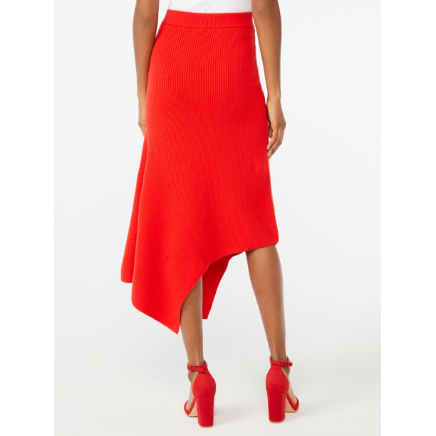 Scoop Womens Asymmetrical Midi Skirt