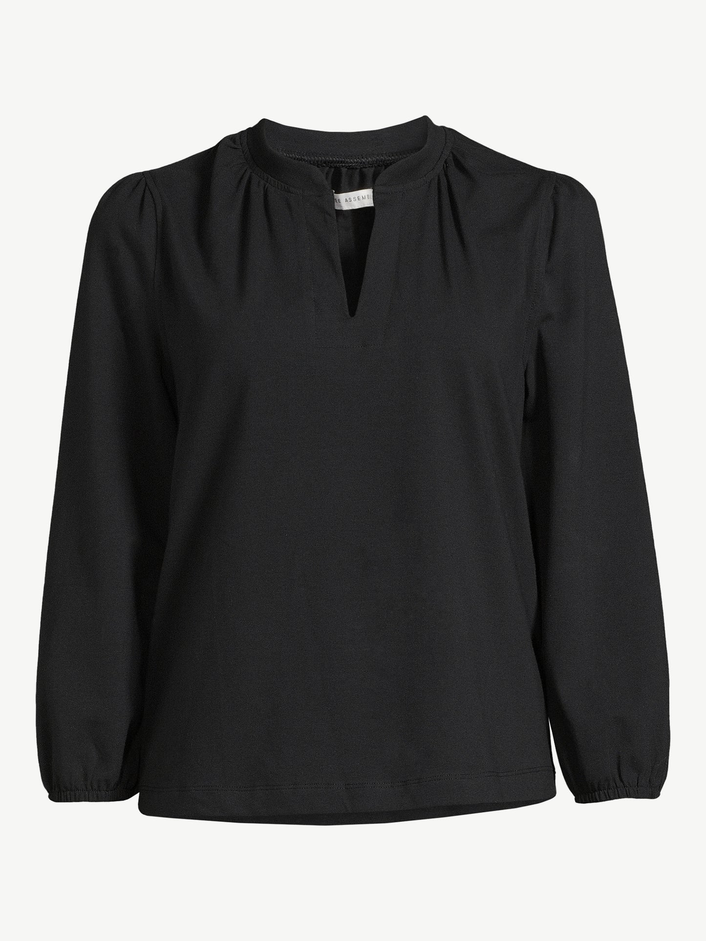 Free Assembly Womens Split Neck Top with Blouson Sleeves