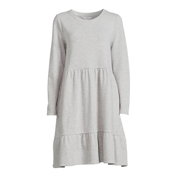 Time and Tru Womens Tiered Sweatshirt Dress