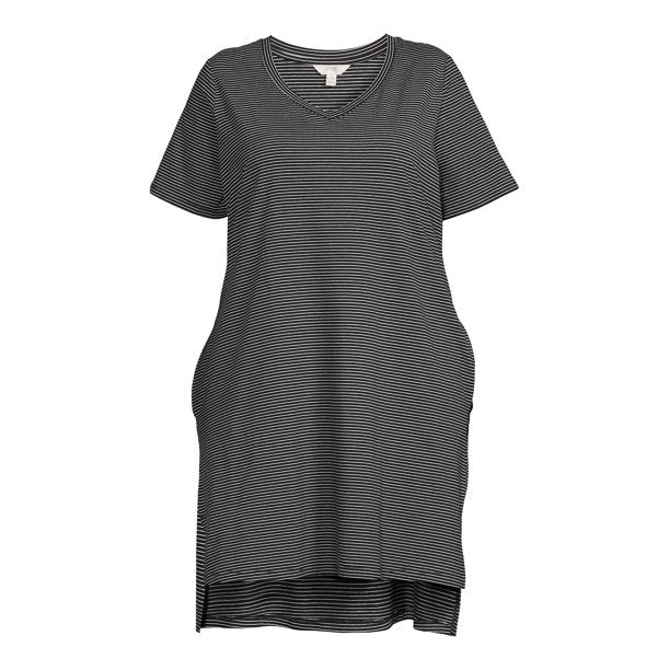 Terra & Sky Women's Plus Size V-Neck T-Shirt Dress with High Low Hem