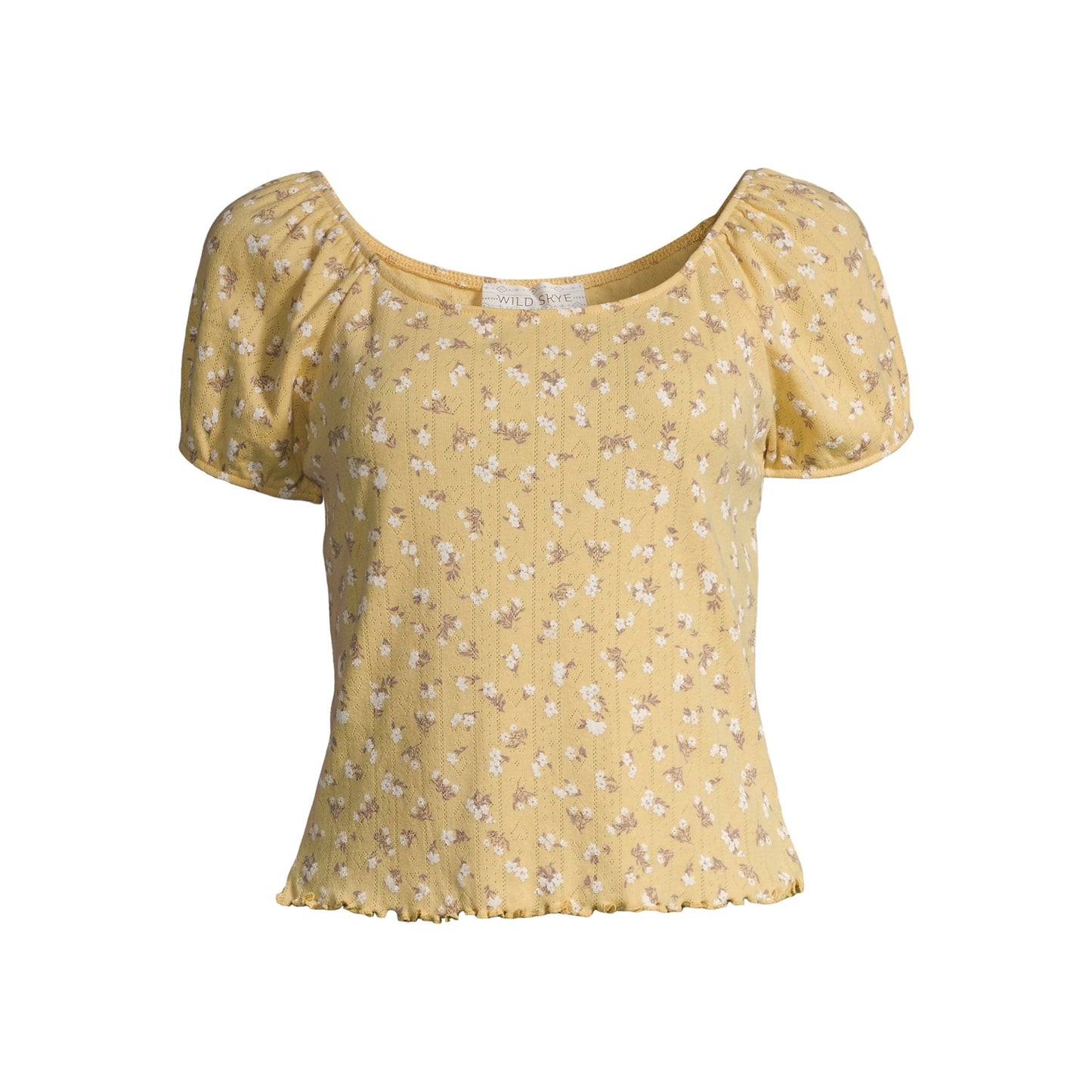 Wild Skye Womens Juniors Puff Sleeve T-Shirt