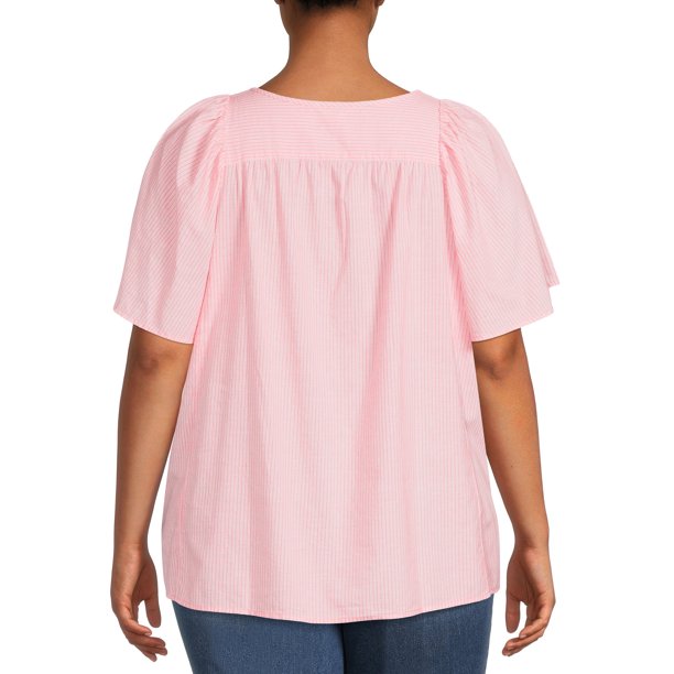 Terra & Sky Women's Plus Size Peplum Woven Top