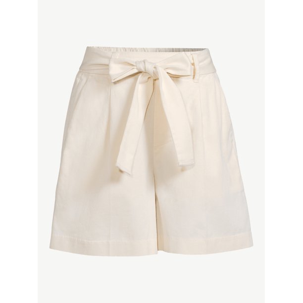 Free Assembly Womens Belted Pull-On Bermuda Shorts