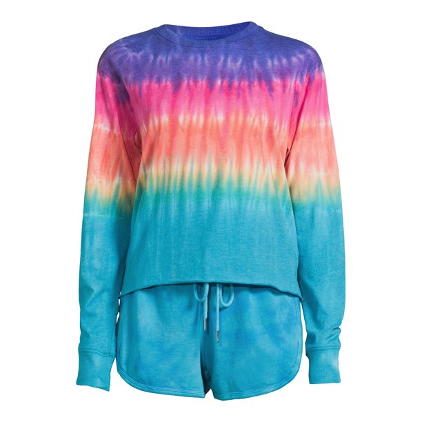 No Boundaries Juniors' Long Sleeve Shirt and Short, 2-Piece Set