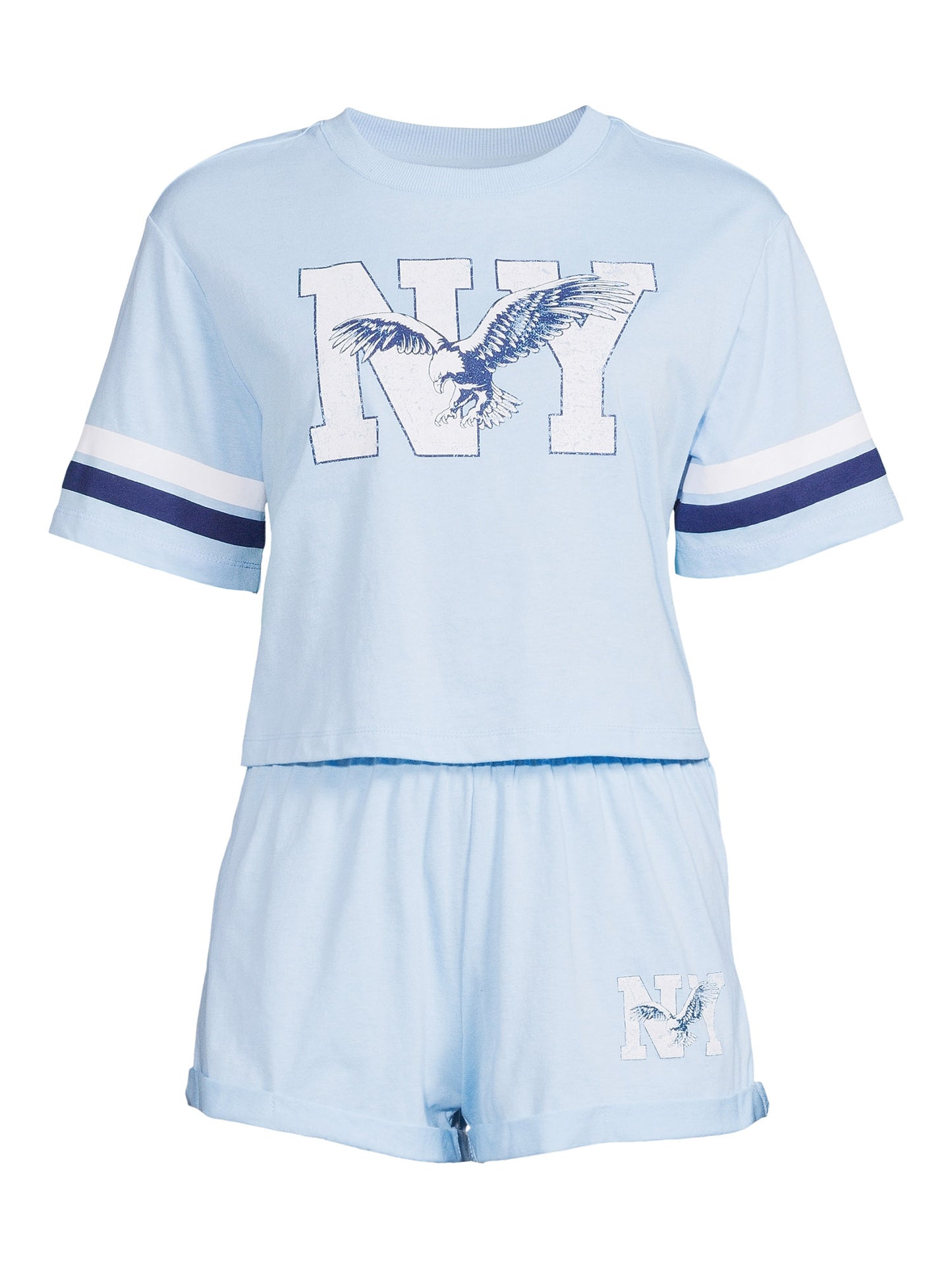 No Boundaries Juniors Graphic T-Shirt and Shorts Active Set, 2-Piece