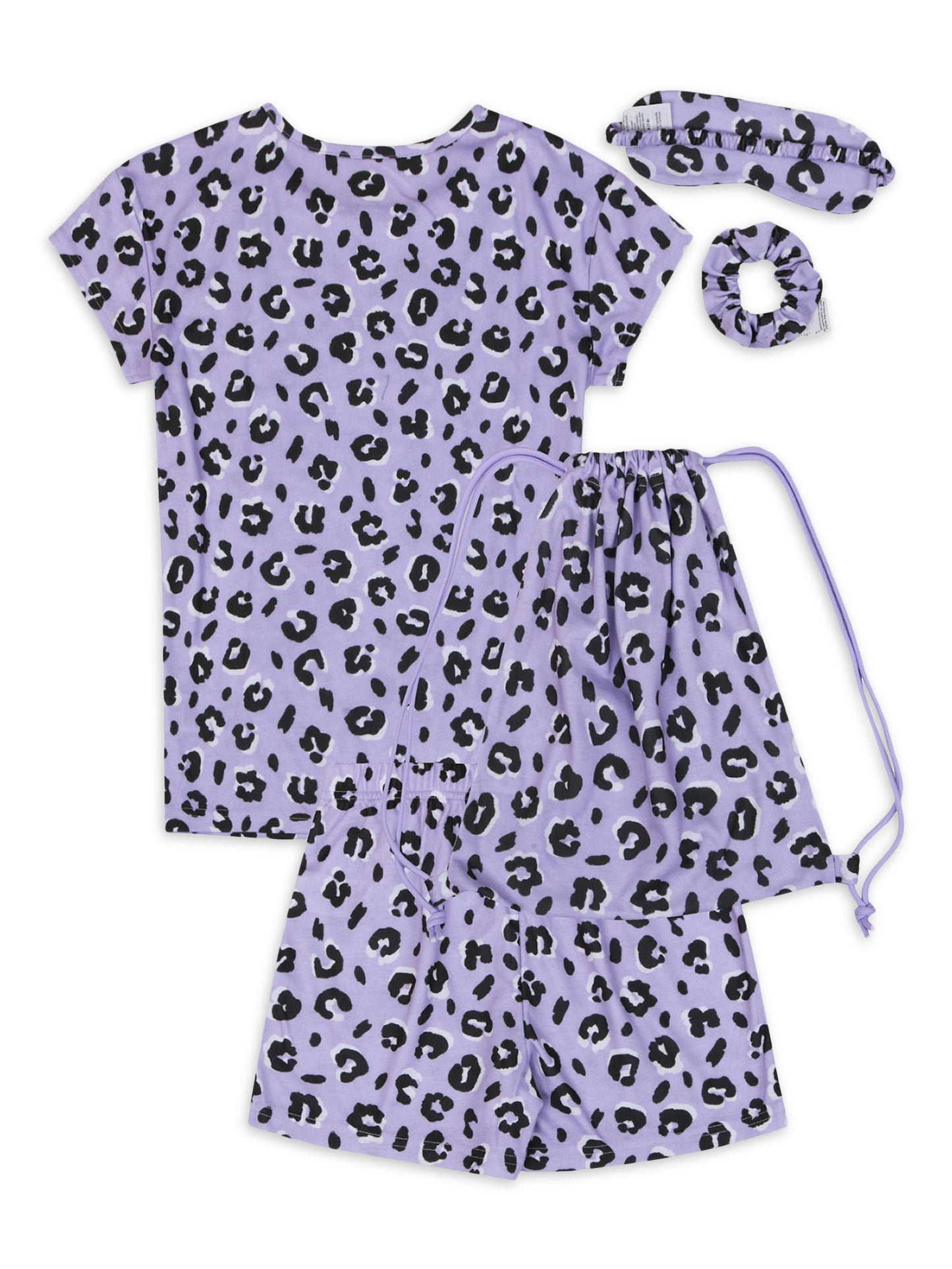 Wonder Nation Girls T-Shirt, Shorts, Eye Mask, Scrunchie & Bag Pajama Set, 5-Piece