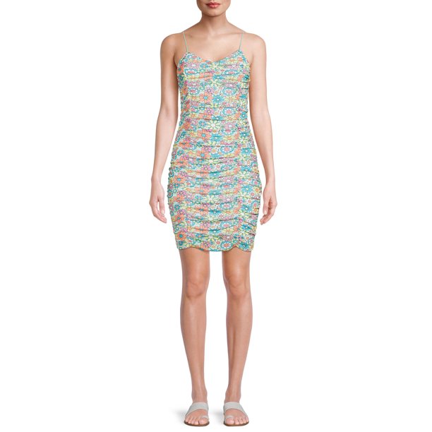 No Boundaries Juniors Print Mesh Dress