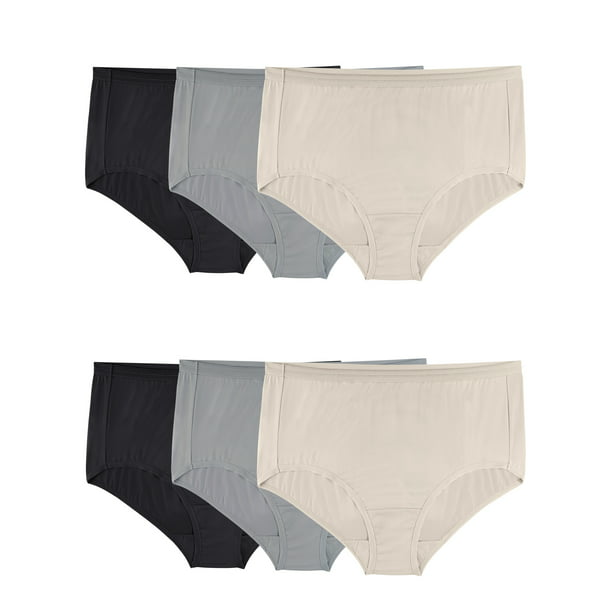 Fit for Me Womens Plus Size Microfiber Assorted Brief Underwear, 6-Pack