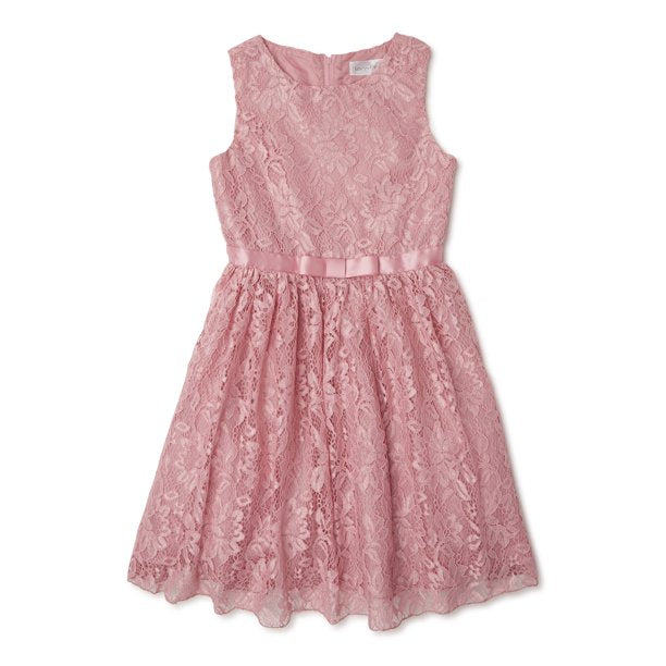 Lavender by US Angels Girls Glitter Lace Bow Waist Dress with Bolero