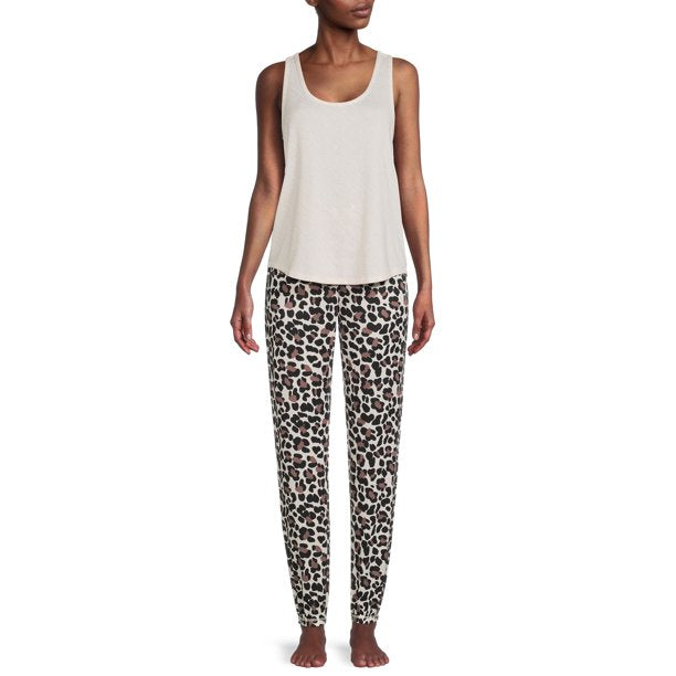 Jaclyn Intimates Long Sleeve Scoop Neck & V-Neck Leopard Pajamas (Womens) 3 Piece Set