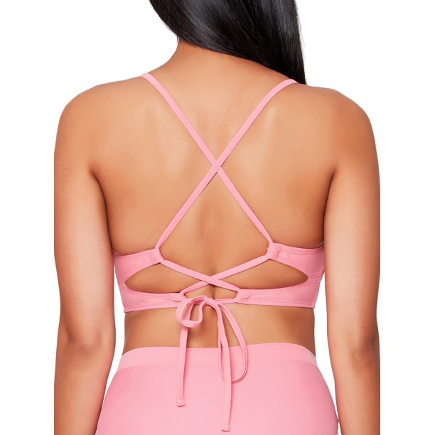 JS Jessica Simpson Womens Cropped Cami Swimsuit Top with Center Front Lacing