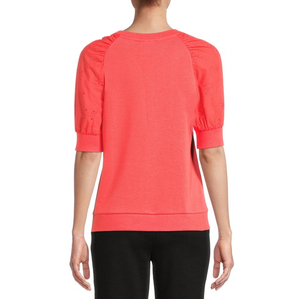 The Get Womens Eyelet Short Sleeve Sweatshirt