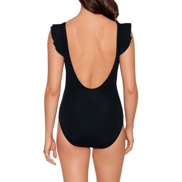 Time and tru Womens Ruffle Straps 1 Piece Swimsuit