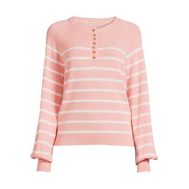 Time and Tru Womens Long Sleeve Henley Sweater