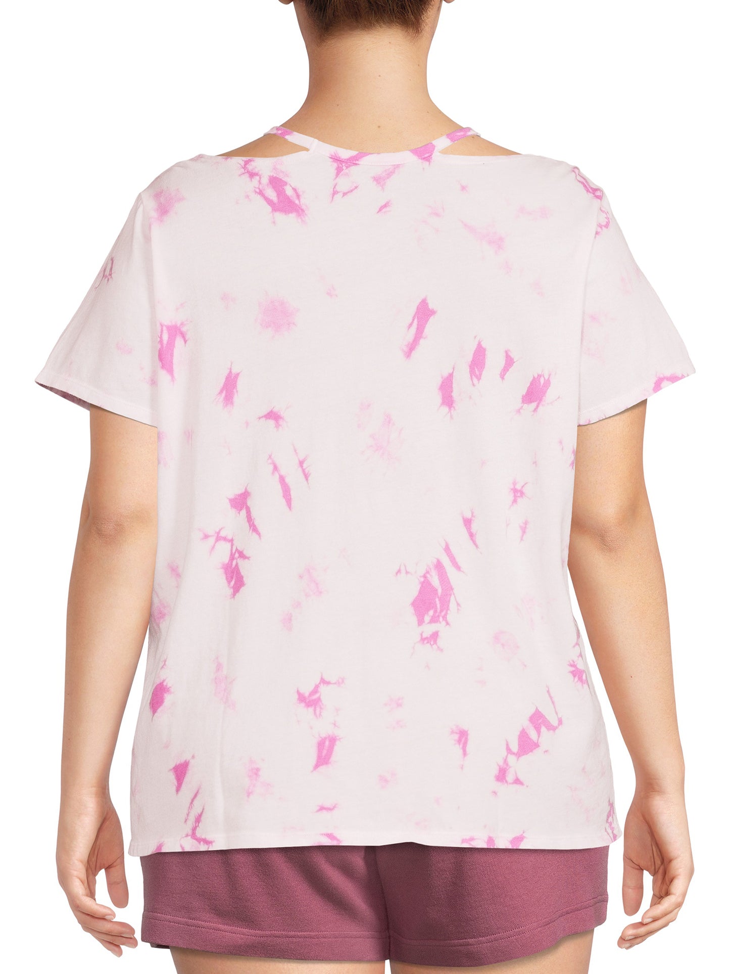 Terra & Sky Womens Plus Size Cut Out Neck Short Sleeve Top