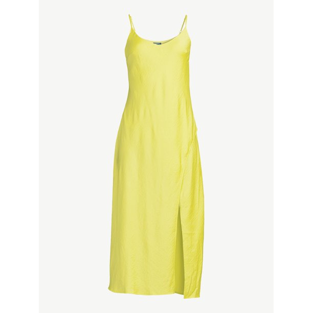 Scoop Women's V-Neck Midi Slip Dress with Slit