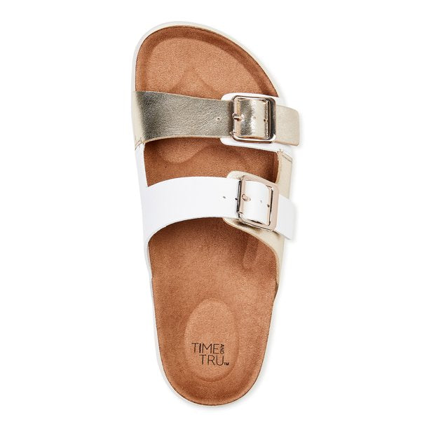Time and Tru Womens Platform Footbed Sandals