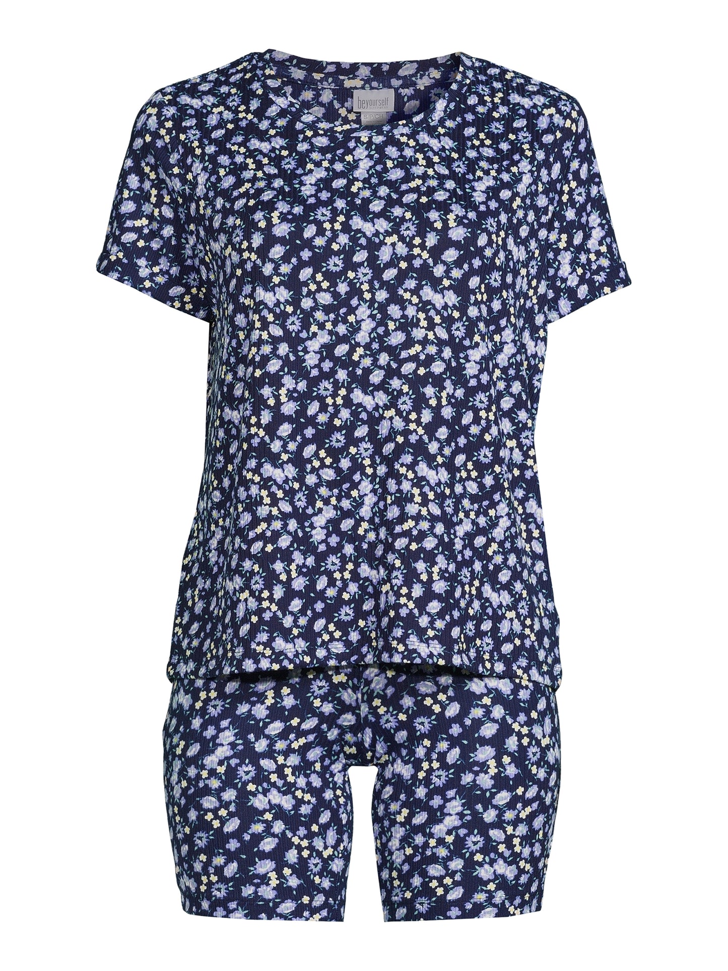 Be Yourself Womens Short Sleeve T-Shirt and Biker Shorts, 2-Piece Sleep Set