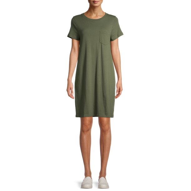 Time and Tru Womens Shirt Dress With Chest Pocket