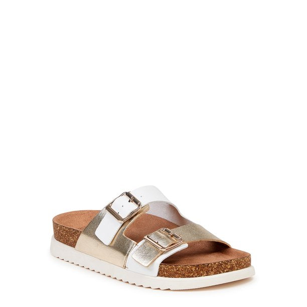 Time and Tru Womens Platform Footbed Sandals
