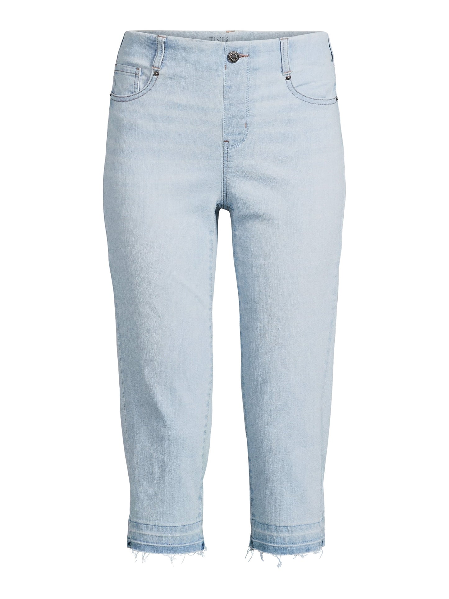 Time and Tru Womens Mid Rise Relaxed Fit 21 Inseam Pull-On Denim Capris