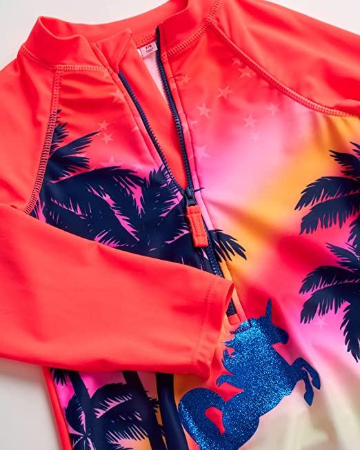 Limited Too Toddler Girls Unicorn 1 Pc Tropical Rashguard - 3 T - Orange