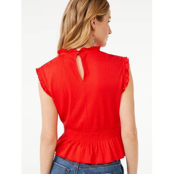 Scoop Womens Smocked Crop Top